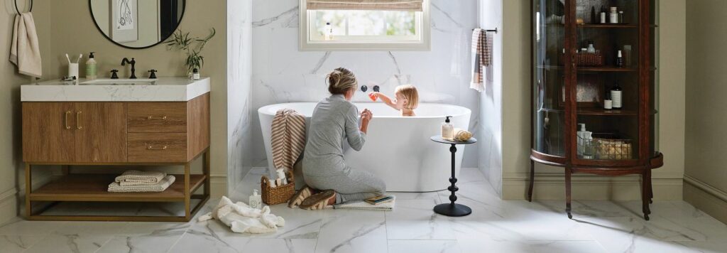 Bathroom tile flooring | Kay Riley Flooring and Design