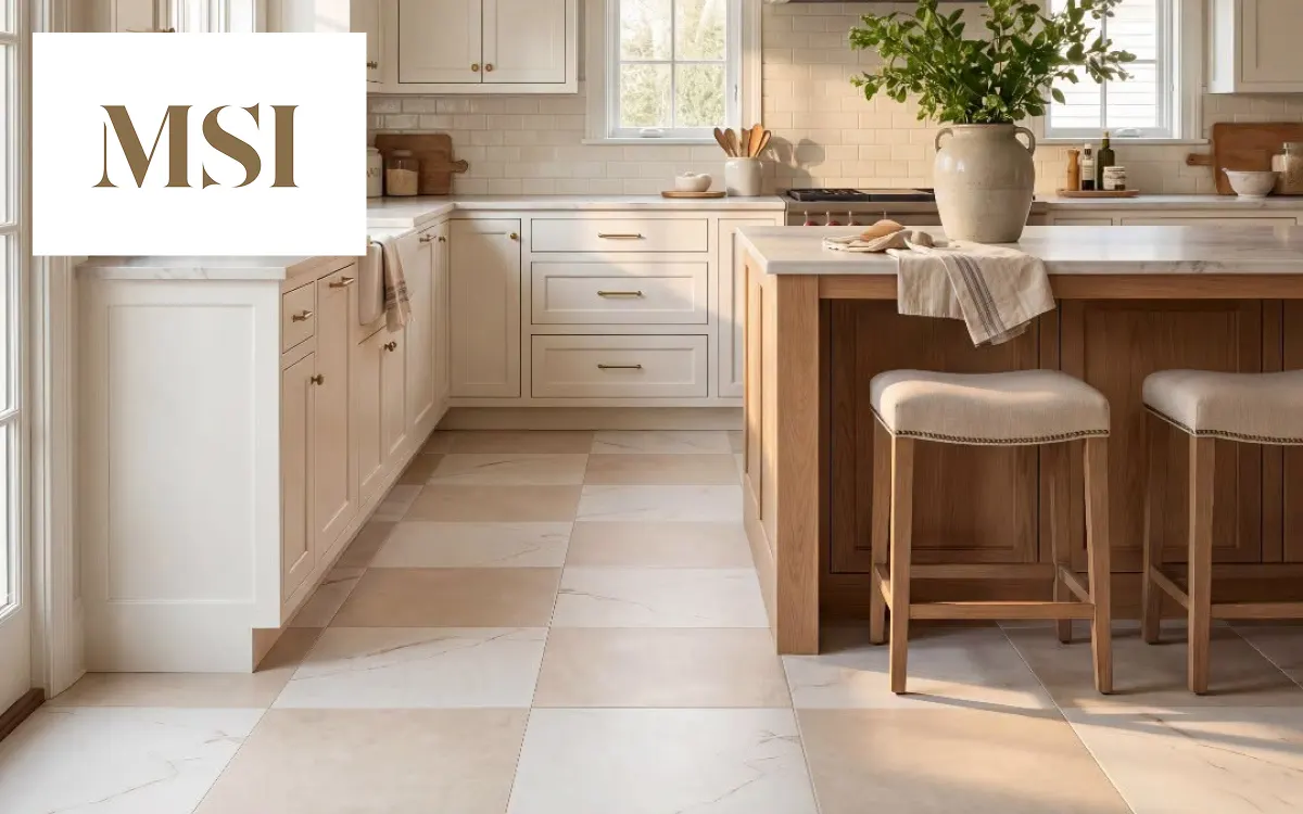 Bright kitchen featuring MSI flooring | Kay Riley Carpet & Flooring