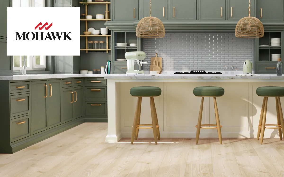 Modern kitchen featuring Mohawk flooring | Kay Riley Carpet & Flooring