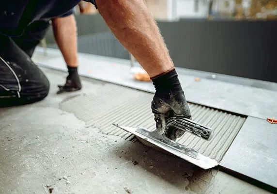 During-Tile-Install-landscape Tile Installation | Kay Riley Flooring and Design